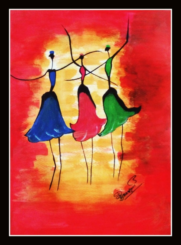 Watercolor Painting Of African Dancing Womens - DesiPainters.com