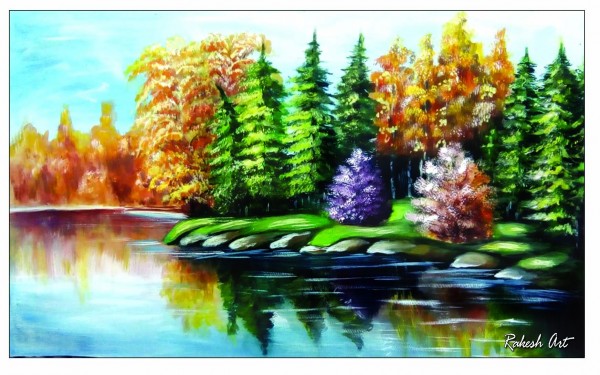 Watercolor Painting Of Beautiful Scenery - DesiPainters.com