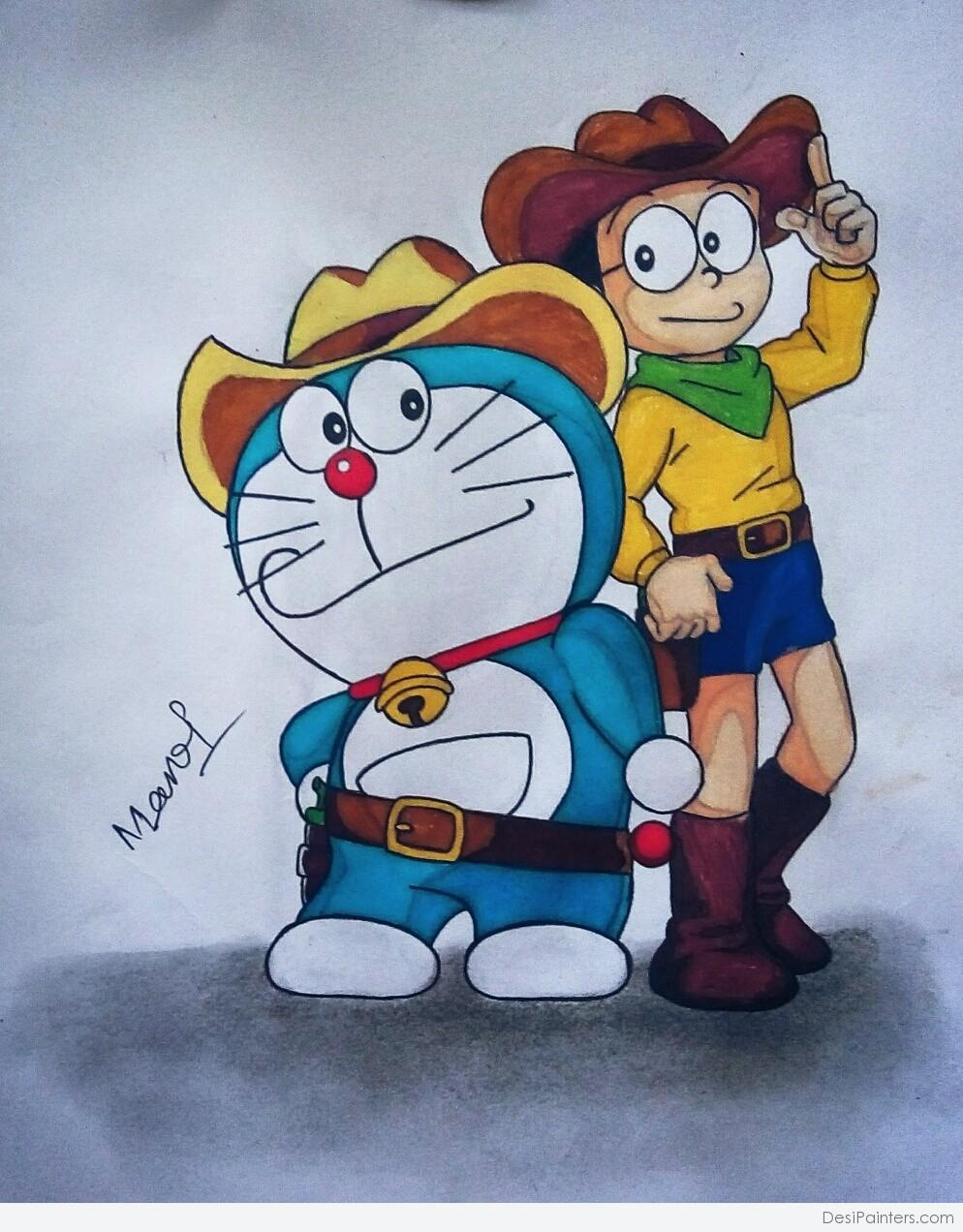 Awesome Pencil Color Of Doraemon & Nobita