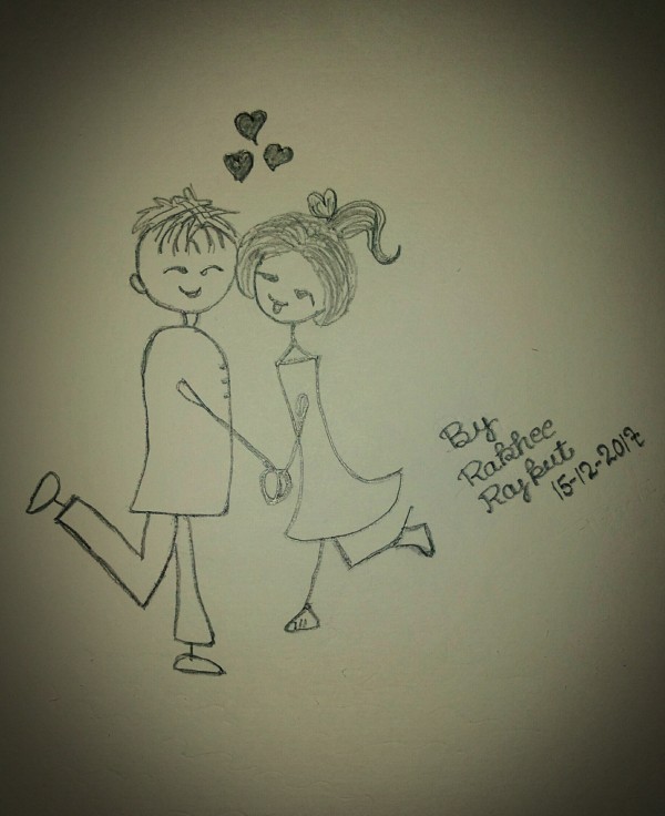 Pencil Sketch Of Cute Couple