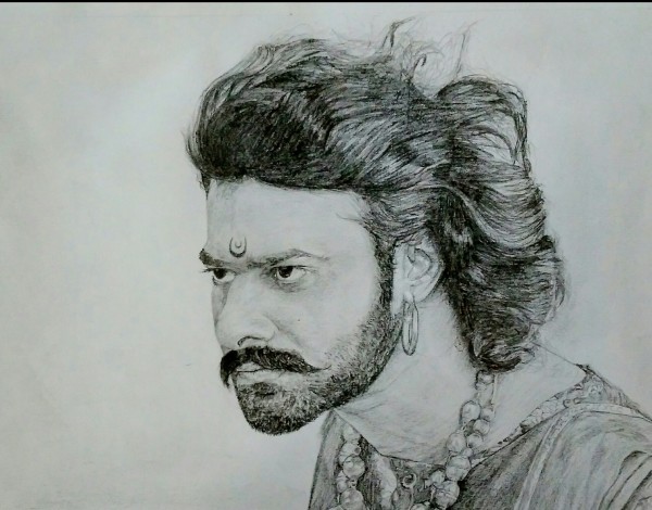 Superb Pencil Sketch Of Amrendra Bahubali - DesiPainters.com