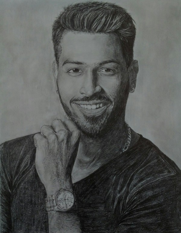 Amazing Pencil Sketch Of Hardik Pandya