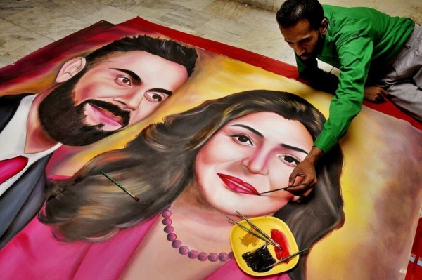 Awesome Oil Painting Of Virat Kohli & Anushka Sharma - DesiPainters.com