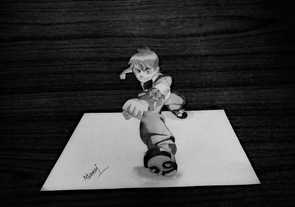 Fantastic 3D Pencil Sketch Of Ben10