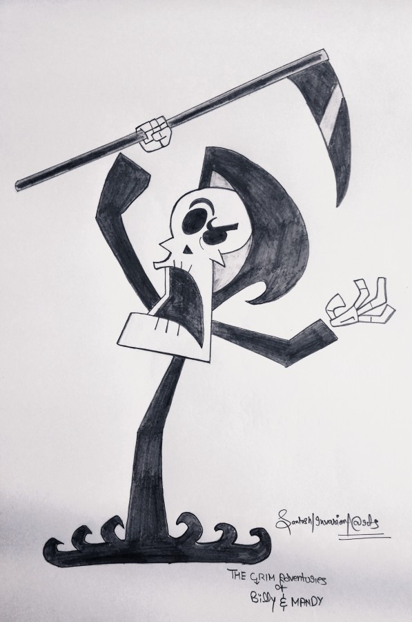 Pencil Sketch Of Grim Reaper - DesiPainters.com