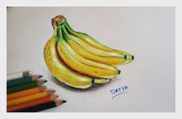 3D Watercolor Painting Of Banana