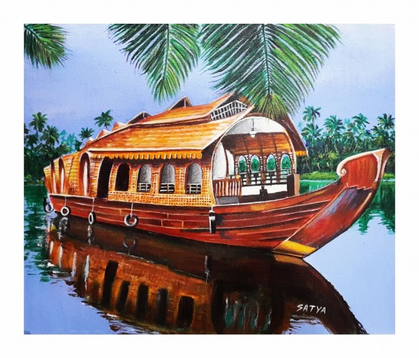 Awesome Oil Painting Of Boat - DesiPainters.com