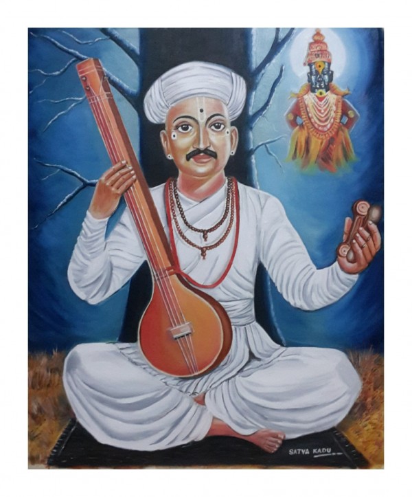 Oil Painting Of Tukaram Maharaj - DesiPainters.com