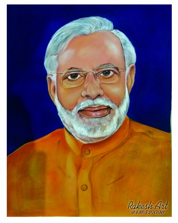 Fantastic Watercolor Painting Of Prime Minister Narender Modi Ji