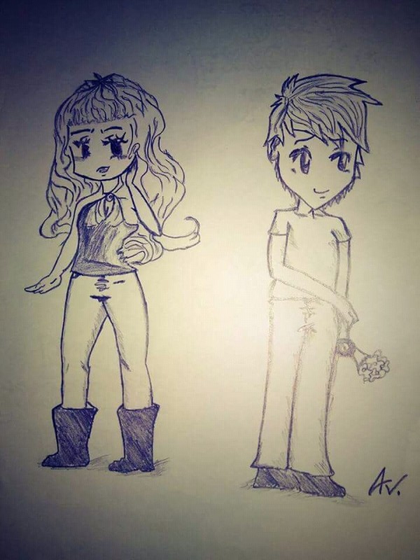 Fantastic Pencil Sketch Of Cute Boy And Girl