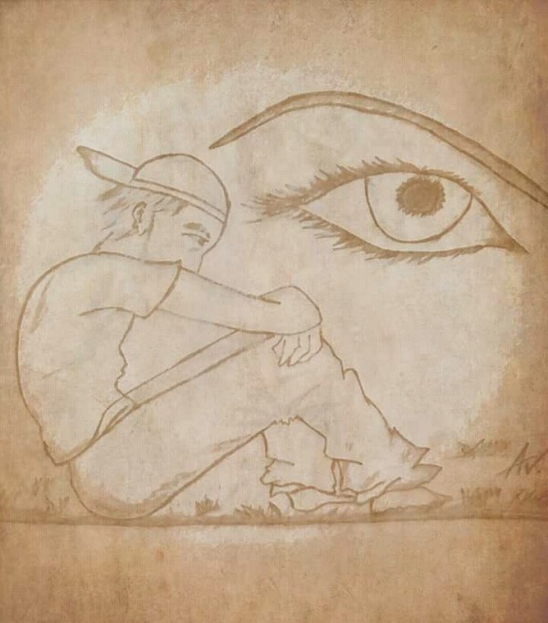 Wonderful Pencil Sketch Of Lonely Boy