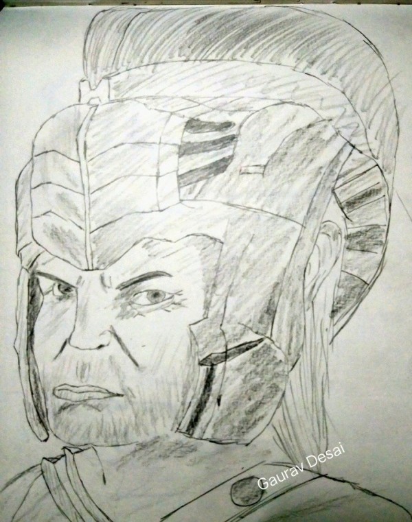 Amazing Pencil Sketch Of Warrior - DesiPainters.com