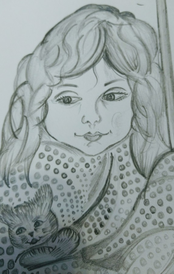 Pencil Sketch Of Cute Girl - DesiPainters.com