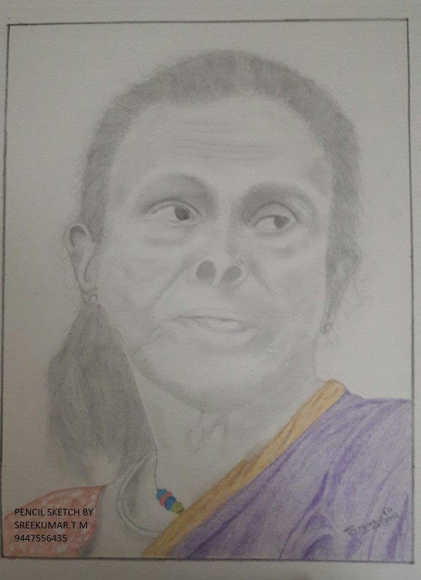 Great Pencil Sketch Of Daya Bai - DesiPainters.com