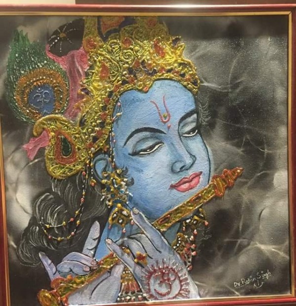 Beautiful Acryl Painting Of Lord Krishna - DesiPainters.com
