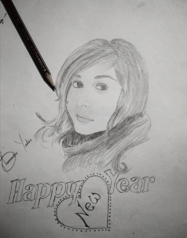 Pencil Sketch Of A Cute Girl - DesiPainters.com