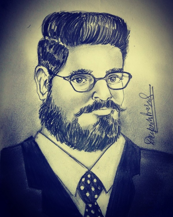 Pencil Sketch Of Bearded Man - DesiPainters.com