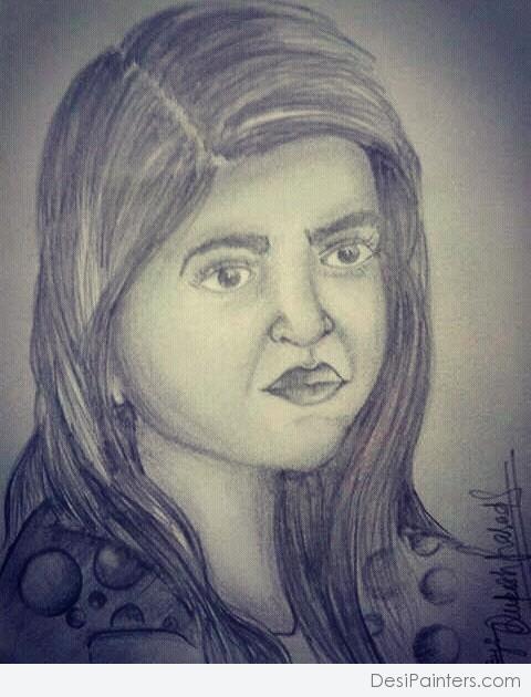 Pencil Sketch Of A Cute Girl - DesiPainters.com