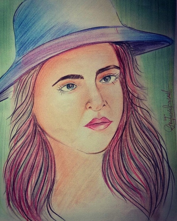 Pencil Color Of Lovely Girl - DesiPainters.com