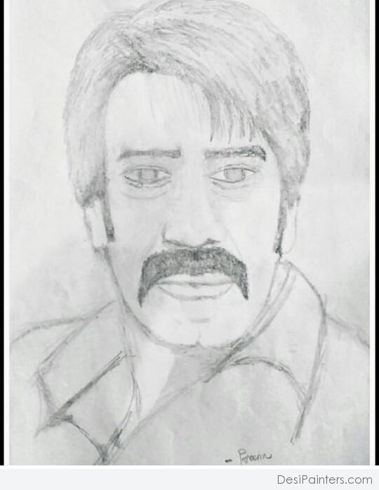 Pencil Sketch Of Ajay Devgan As Sultan Mirza