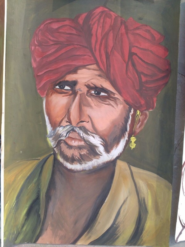 Fantastic Oil Painting Of Marwari Man - DesiPainters.com