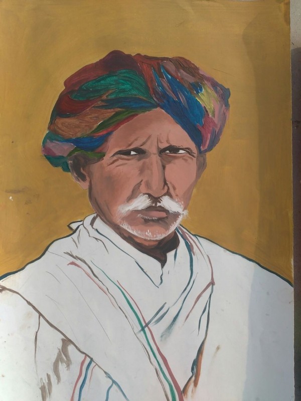 Excellent Oil Painting Of Rajasthani Man Art