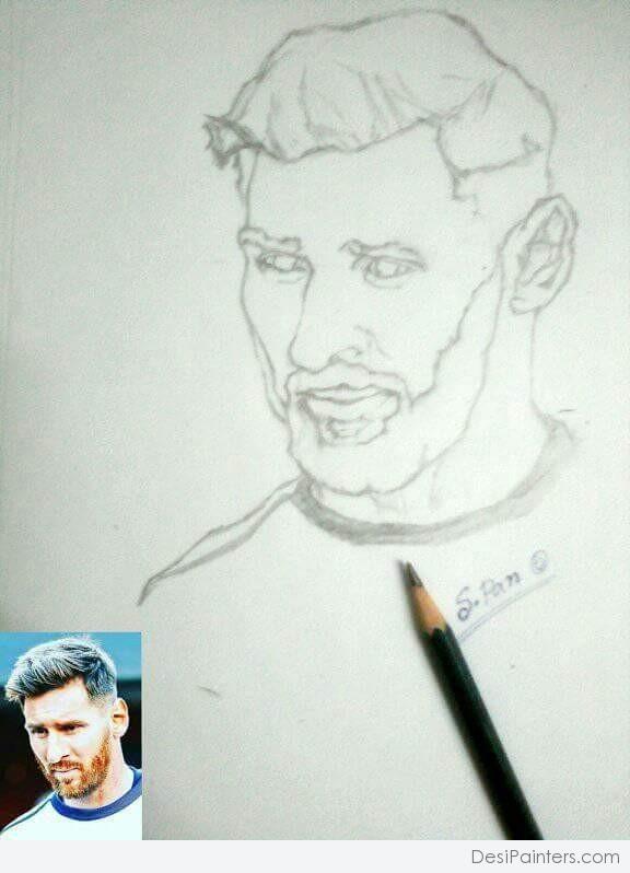 Pencil Sketch Of Lionel Messi - DesiPainters.com