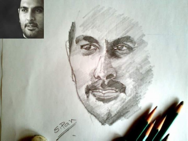 Pencil Sketch Of Yuvraj Singh - DesiPainters.com