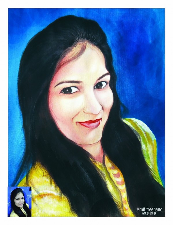 Watercolor Painting Of A Girl - DesiPainters.com