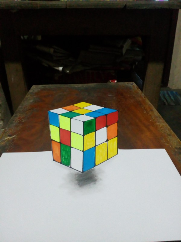 Brilliant 3D Pencil Color Art Of Rubik Cube - DesiPainters.com