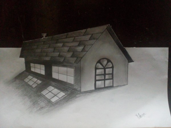 Amazing 3D Pencil Sketch Of Hut - DesiPainters.com