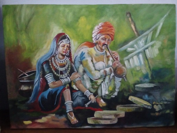 Beautiful Oil Painting Of Rajasthani Painting