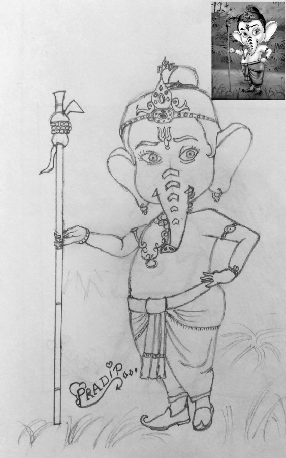 Awesome Pencil Sketch Of Lord Ganesha - DesiPainters.com