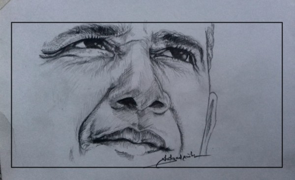 Pencil Sketch Of Former President Of USA Barack Obama