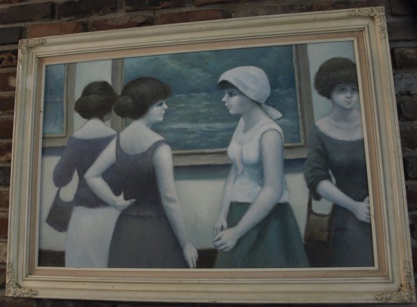Oil Painting Of Girls Viewing Gallery - DesiPainters.com
