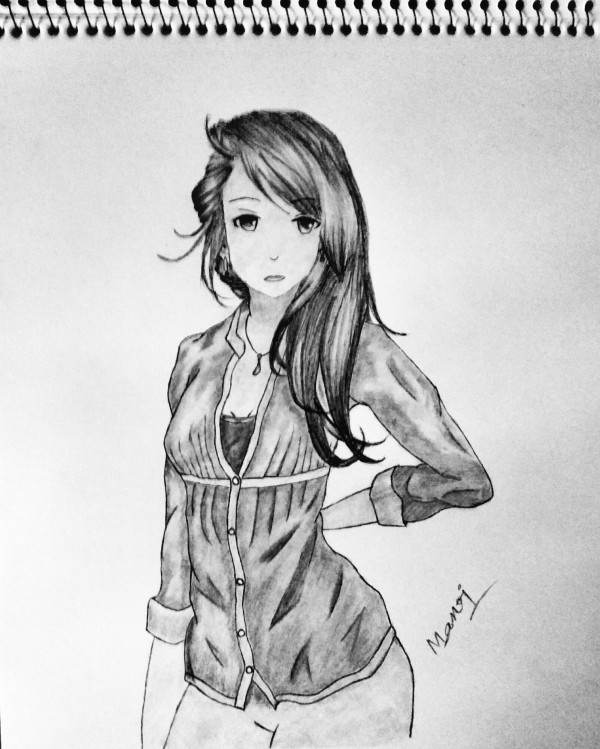 Wonderful Pencil Sketch Of Cute Girl - DesiPainters.com