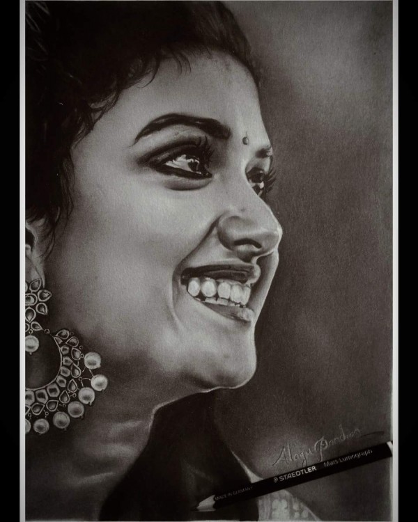 Pencil Drawing Of Keerthi Suresh