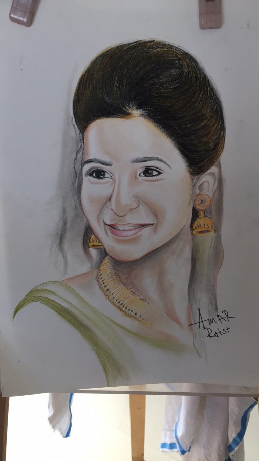 Pencil Color Art Of Samantha Akkineni - DesiPainters.com