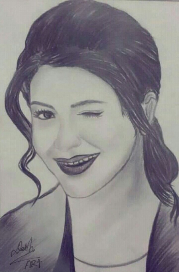 Beautiful Pencil Sketch Of Anushka Sharma - DesiPainters.com
