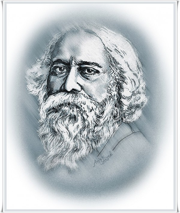 Fantastic Mixed Painting Of Rabindranath Tagore - DesiPainters.com