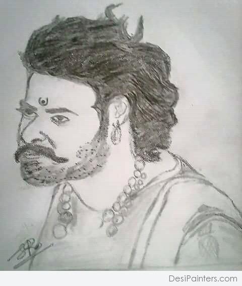 Pencil Sketch Of Bahubali Aka Prabhas - DesiPainters.com