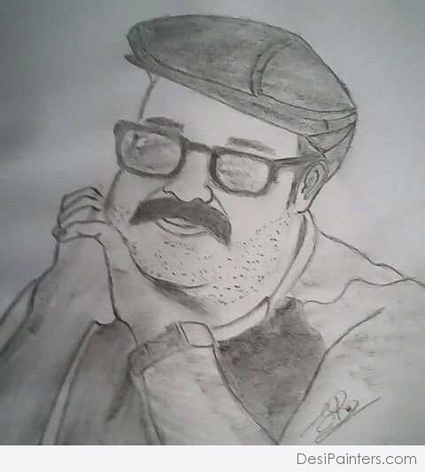 Pencil Sketch Of Mohanlal - DesiPainters.com