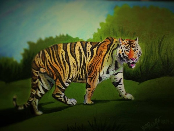 Excellent Acryl Painting Of Tiger