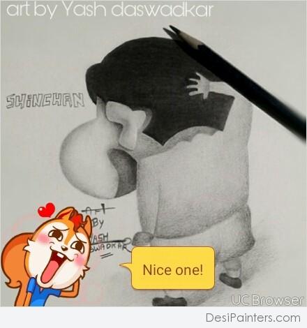 Pencil Sketch Of Famous Shinchan - DesiPainters.com