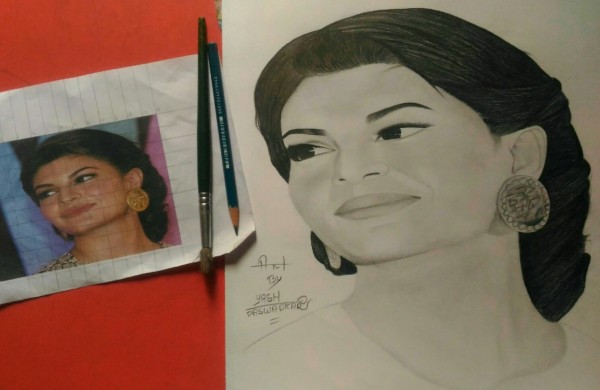 Beautiful Pencil Sketch Of Jacqueline Fernandez - DesiPainters.com