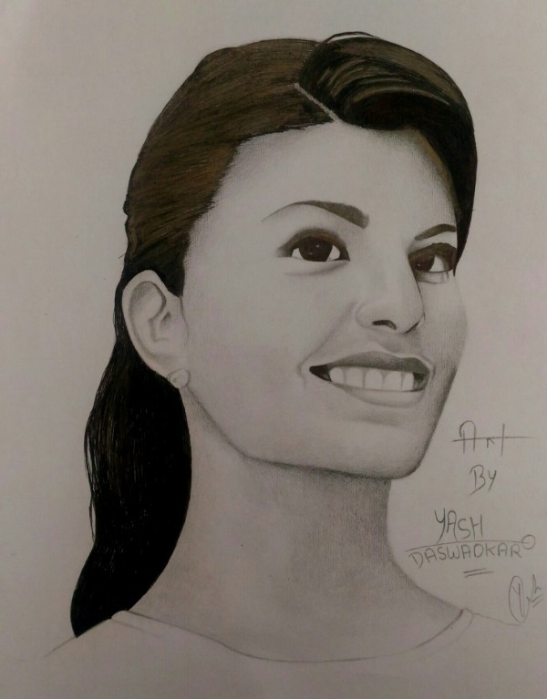 Classic Pencil Sketch Of Jacqueline Fernandez - DesiPainters.com