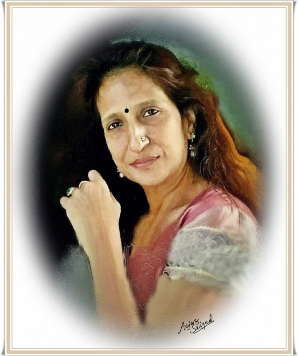 Digital Painting Of Author Kajal Oza Vaidya - DesiPainters.com