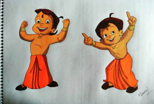 Pencil Color Of Most Loved Cartoon Chhota Bheem - DesiPainters.com