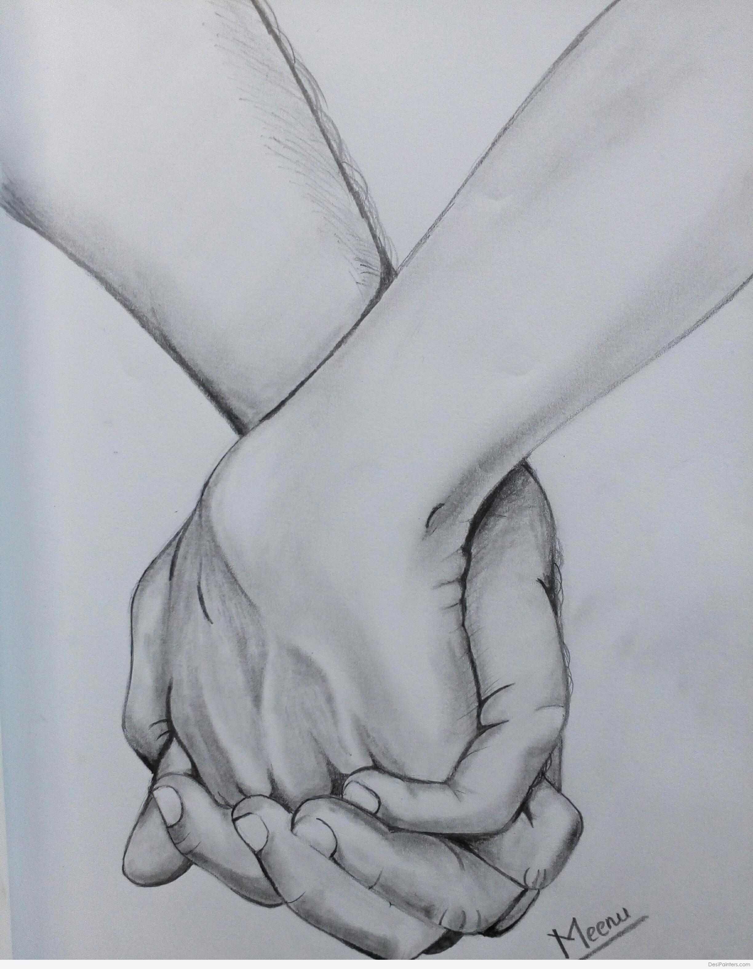 Holding Hands Pencil Drawing
