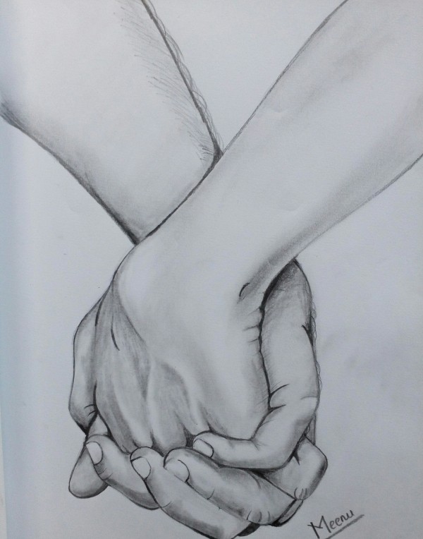 Awesome Pencil Sketch Of Holding Hands - DesiPainters.com
